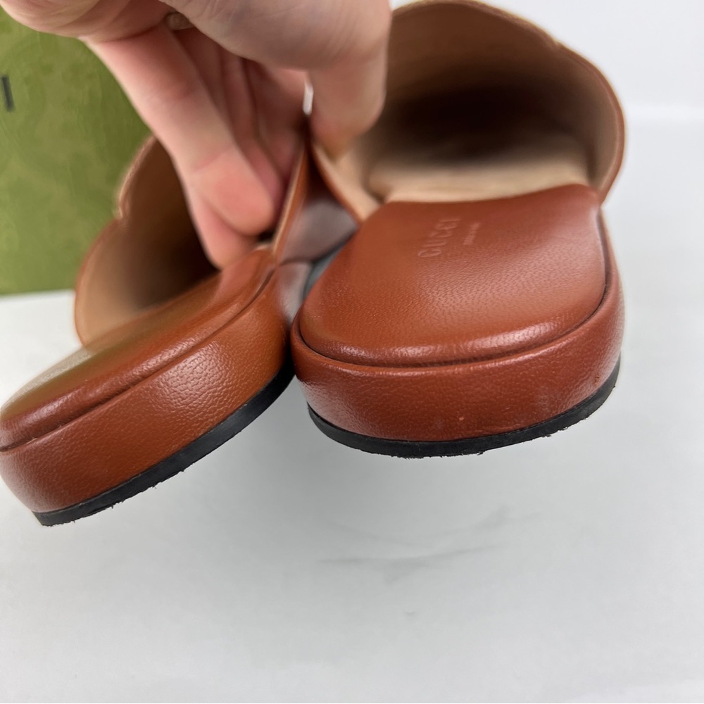 Gucci Brown GG Canvas and Leather Horsebit Mules with Red & Green Web - Picture 6 of 8